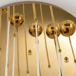 Lámpara colgante LED Ball 18 luces, oro/crema