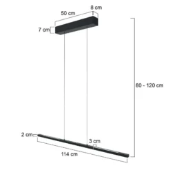 Lámpara colgante LED Bande, arriba/abajo, negra, 120 cm, CCT, atenuador