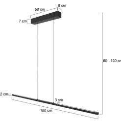 lámpara colgante LED Bande, 150 cm arriba/abajo, negro, CCT, atenuador