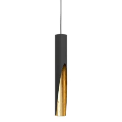 Lámpara colgante LED Barbotto en negro/oro, 1 luz