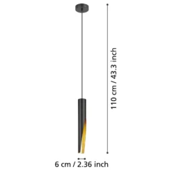 Lámpara colgante LED Barbotto en negro/oro, 1 luz