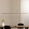 Lámpara colgante LED BAR, verde oliva, longitud 150 cm, metal, 32 W