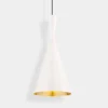 lámpara colgante LED Beat Tall de Tom Dixon, blanca, Ø 19 cm, latón