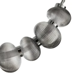 Lámpara colgante LED Bolla, cromada/gris humo, cristal, longitud 79,5 cm