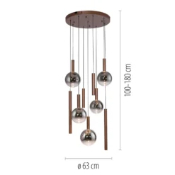 Lámpara colgante LED Bowl de Paul Neuhaus, Ø 63 cm, marrón/gris