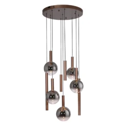 Lámpara colgante LED Bowl de Paul Neuhaus, Ø 63 cm, marrón/gris