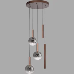 Lámpara colgante LED «Bowl» de Paul Neuhaus, Ø 54 cm, marrón/gris, atenuable.
