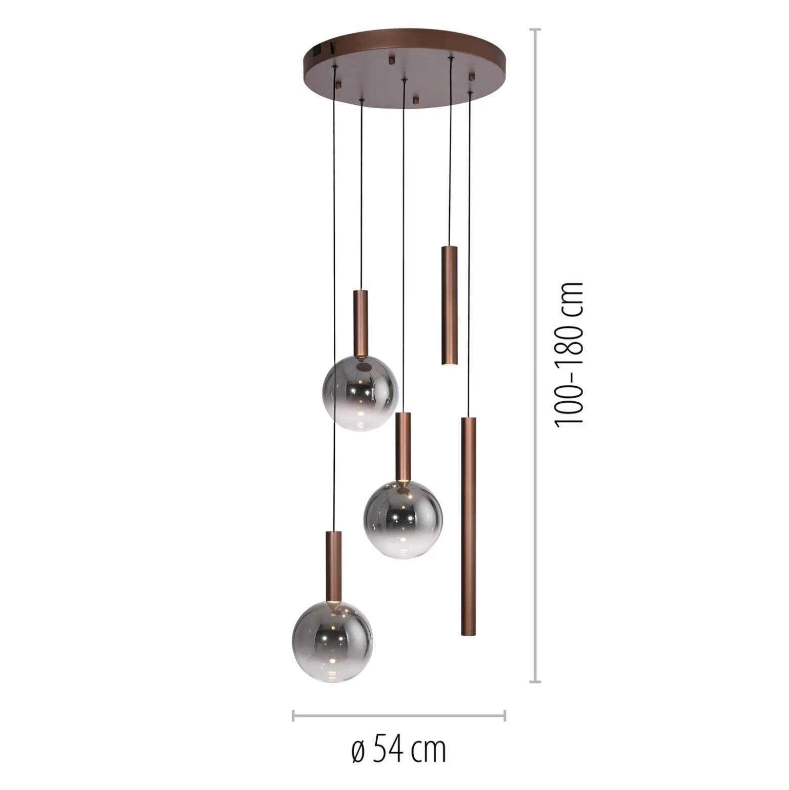 Lámpara colgante LED «Bowl» de Paul Neuhaus, Ø 54 cm, marrón/gris, atenuable.