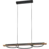 Lámpara colgante LED Boyal, marrón, longitud 101 cm, madera, 3 luces.