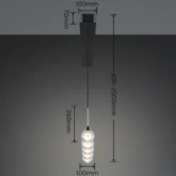 Lámpara colgante LED Calista, cromada, longitud 100 cm, metal/cristal, 5 luces