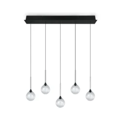 Lámpara colgante LED Calista, cromada, longitud 100 cm, metal/cristal, 5 luces