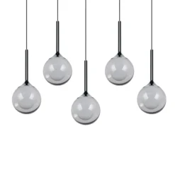 Lámpara colgante LED Calista, cromada, longitud 100 cm, metal/cristal, 5 luces
