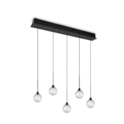 Lámpara colgante LED Calista, cromada, longitud 100 cm, metal/cristal, 5 luces