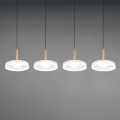 Lámpara colgante LED Celeste blanco/marrón 115 cm 4 luces de cristal atenuables