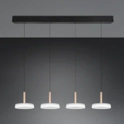 Lámpara colgante LED Celeste blanco/marrón 115 cm 4 luces de cristal atenuables
