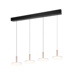Lámpara colgante LED Celeste blanco/marrón 115 cm 4 luces de cristal atenuables