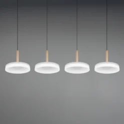Lámpara colgante LED Celeste blanco/marrón 115 cm 4 luces de cristal atenuables