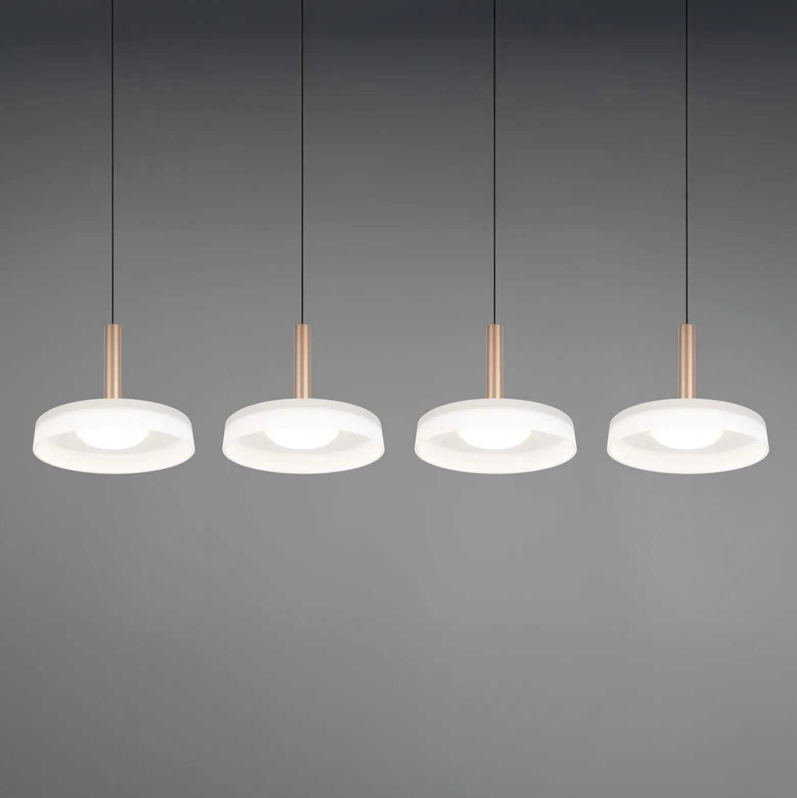 Lámpara colgante LED Celeste blanco/marrón 115 cm 4 luces de cristal atenuables