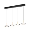 Lámpara colgante LED Celeste cromo/madera 115 cm 4 luces de cristal atenuables