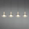 Lámpara colgante LED Celeste cromo/madera 115 cm 4 luces de cristal atenuables