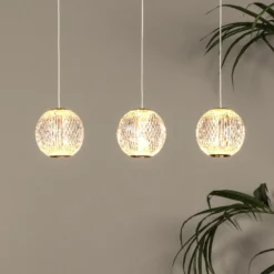 Lámpara colgante LED Cintra, angular, transparente/oro, acrílico