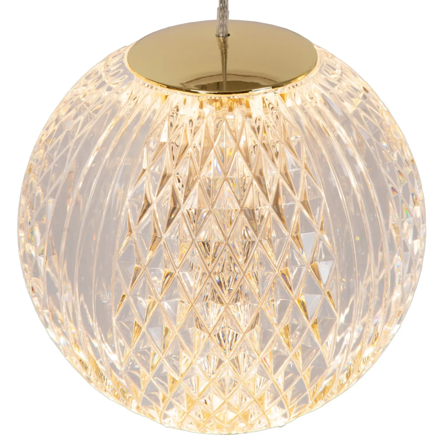 Lámpara colgante LED Cintra, angular, transparente/oro, acrílico