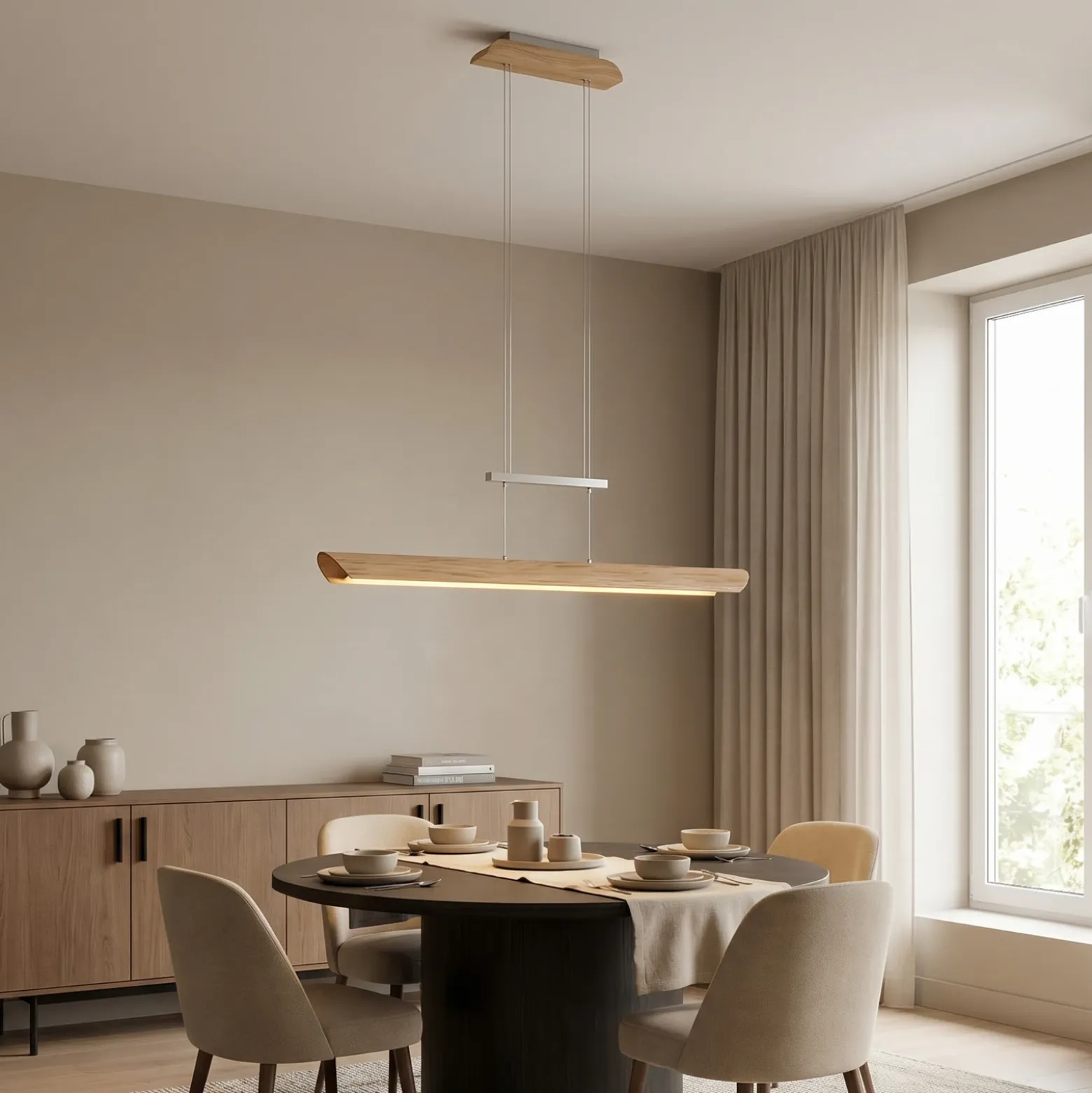 Lámpara colgante LED Colombia S, roble natural