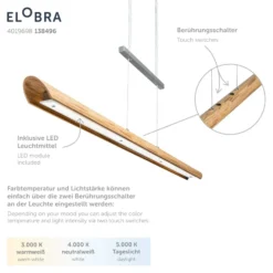 Lámpara colgante LED Colombia S, roble natural