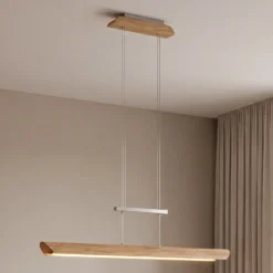 Lámpara colgante LED Colombia S, roble natural