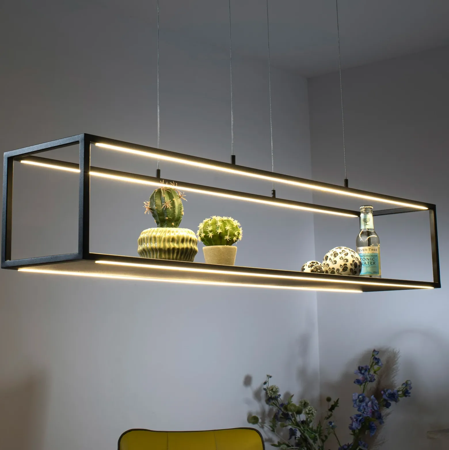 Lámpara colgante LED Conni de Paul Neuhaus, negra, 105 cm