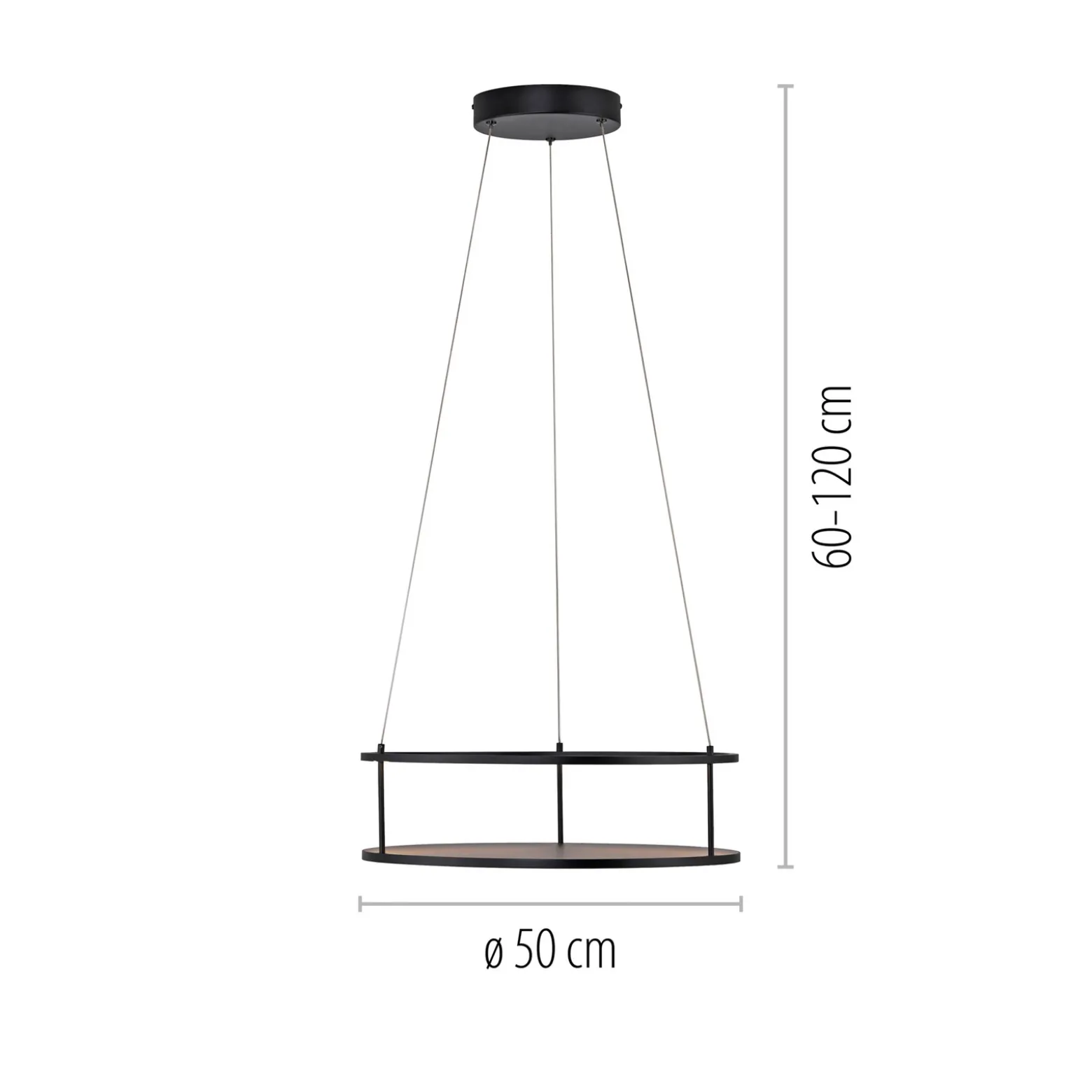 Lámpara colgante LED Conni de Paul Neuhaus, negra, Ø 50 cm