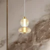 Lámpara colgante LED Daphne, cristal ámbar transparente, altura 28 cm