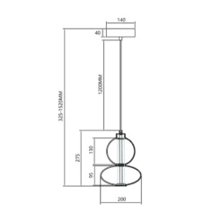Lámpara colgante LED Daphne, cristal ámbar transparente, altura 28 cm