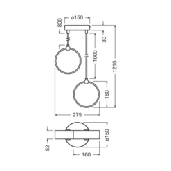 Lámpara colgante LED Decor Circle de OSRAM, 2 luces, CCT, negro