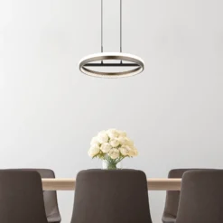 Lámpara colgante LED Della, Ø 40 cm, gris oscuro, metal