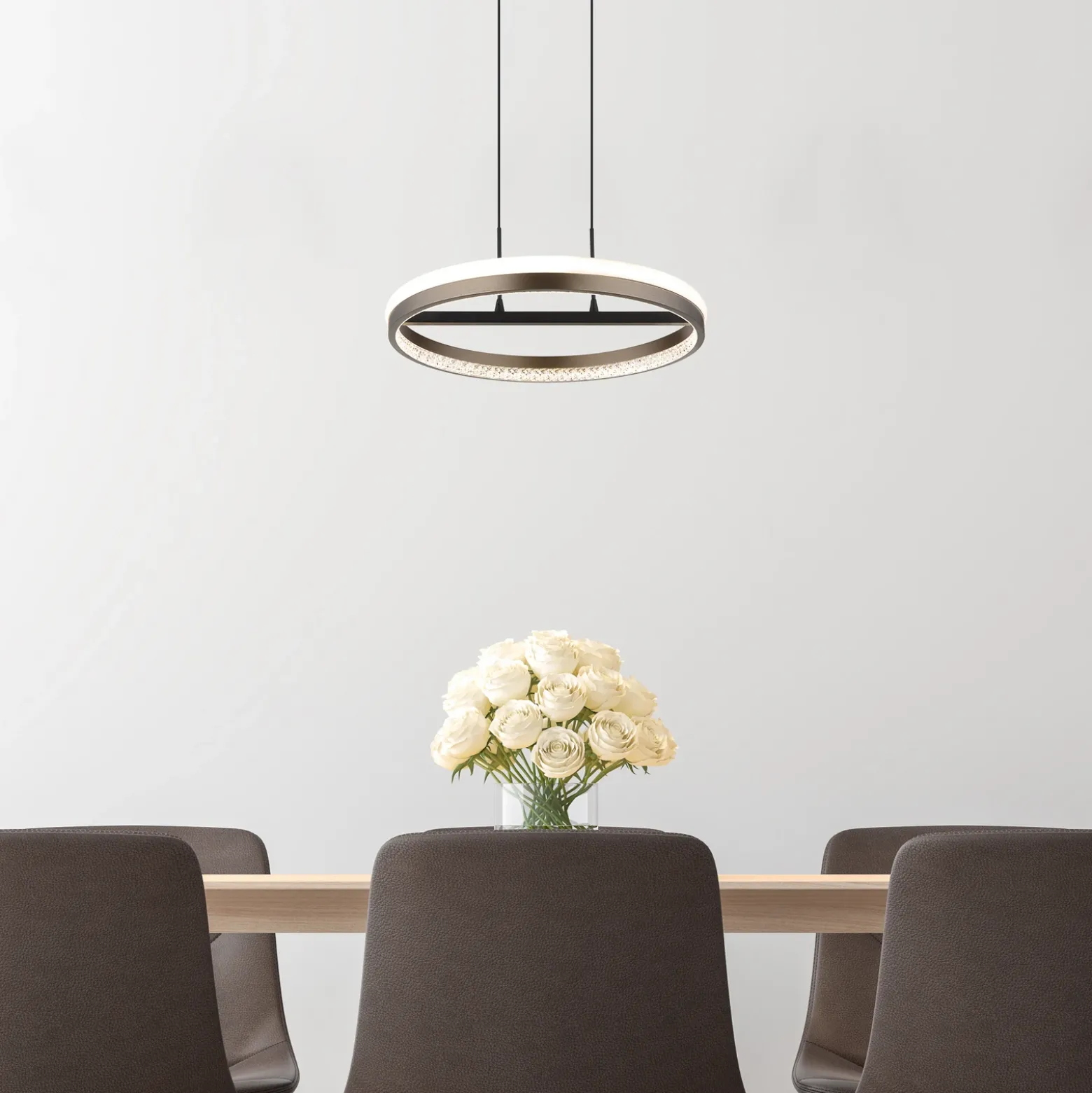 Lámpara colgante LED Della, Ø 40 cm, gris oscuro, metal