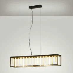 Lámpara colgante LED de rejilla, metal, control remoto, CCT, atenuable