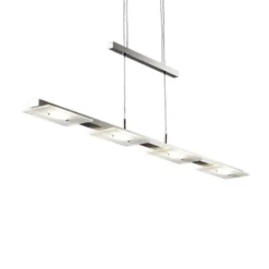 Lámpara colgante LED Dina, 4 luces, níquel, regulable en altura, 3000 K