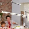 Lámpara colgante LED Dina, 4 luces, níquel, regulable en altura, 3000 K