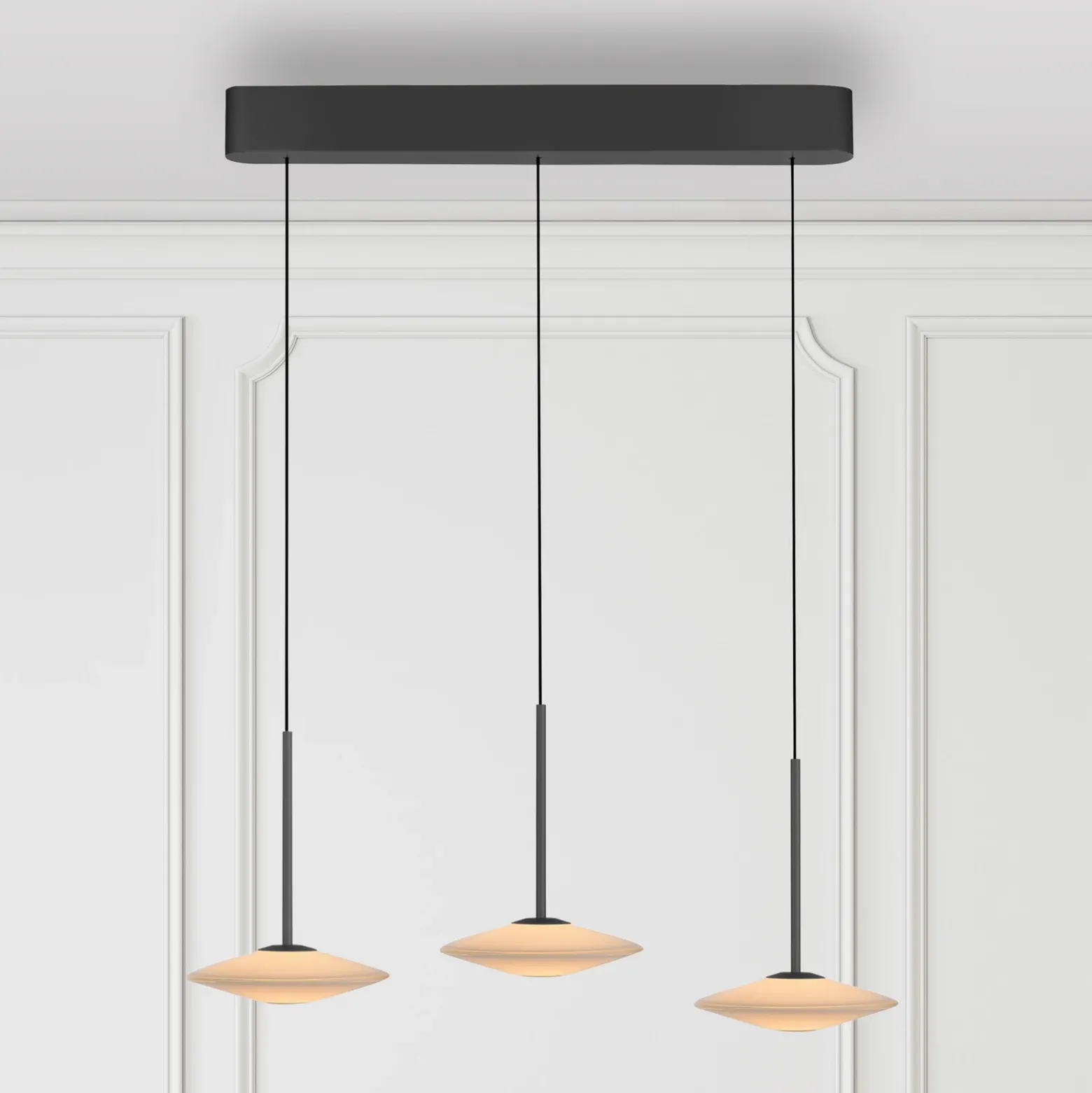 Lámpara colgante LED Elipsa de Paul Neuhaus, 3 luces, blanco/negro