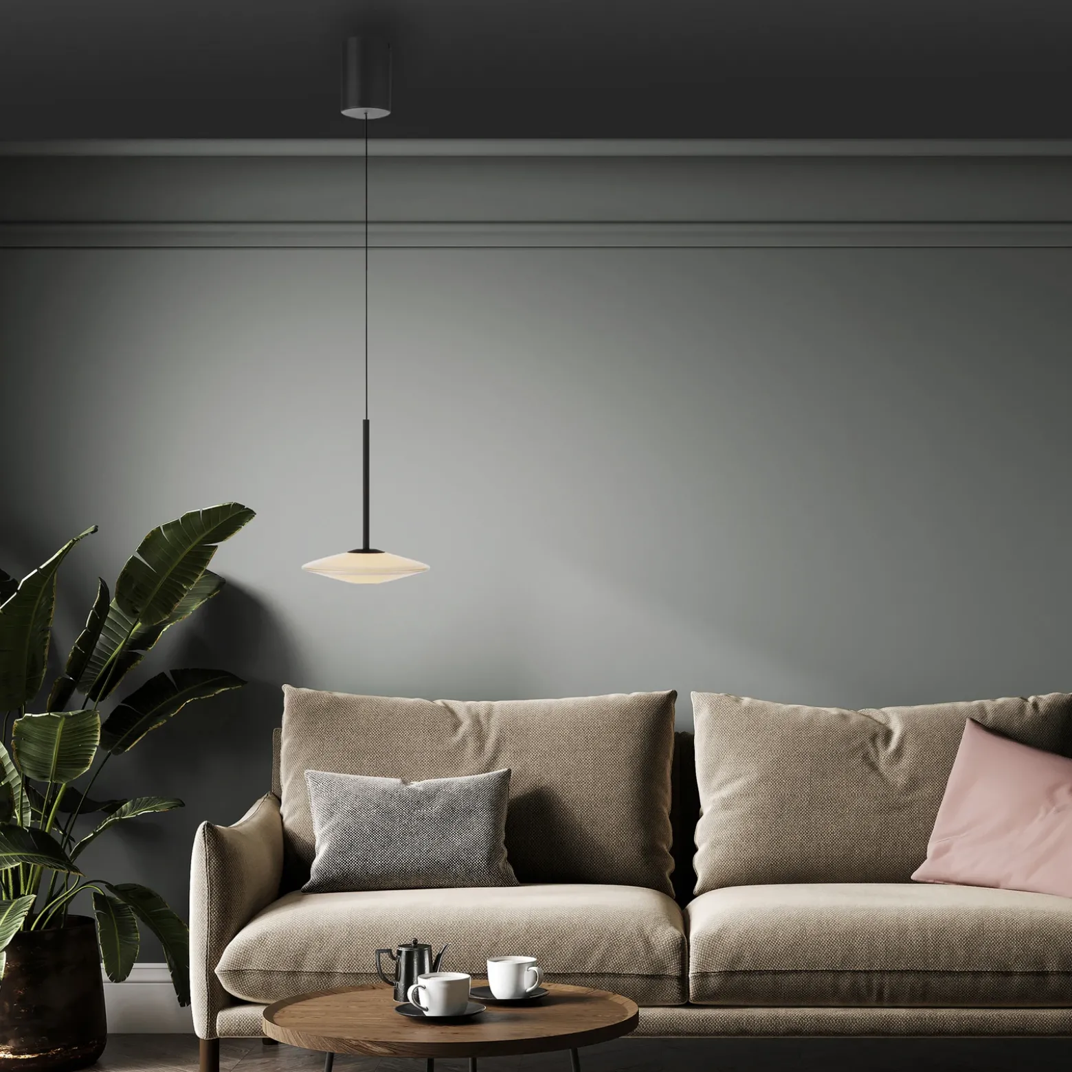 Lámpara colgante LED Elipsa de Paul Neuhaus, 1 luz, blanco/negro