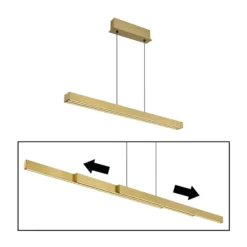 Lámpara colgante LED Ethan, color latón, 150 cm, extensible