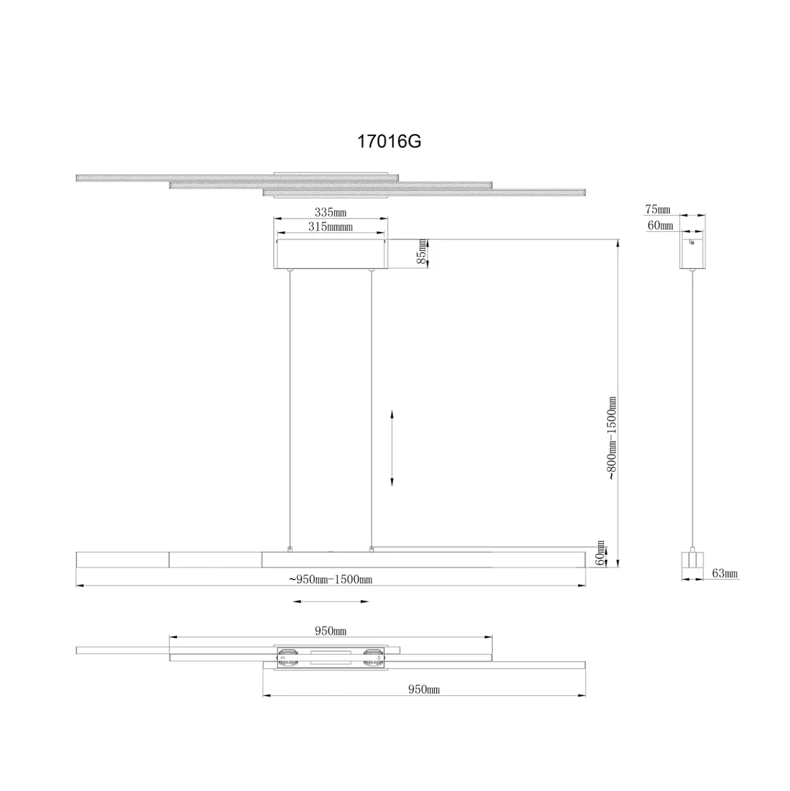 Lámpara colgante LED Ethan, color latón, 150 cm, extensible