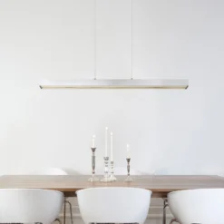 Lámpara colgante LED Ethan, color aluminio, metal, 150 cm, extensible