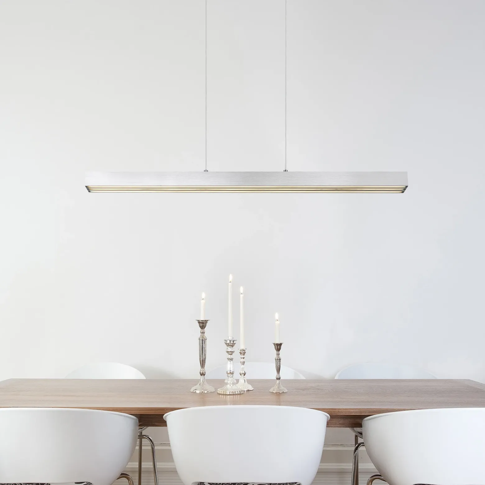 Lámpara colgante LED Ethan, color aluminio, metal, 150 cm, extensible