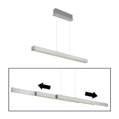 Lámpara colgante LED Ethan, color aluminio, metal, 150 cm, extensible