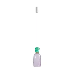 Lámpara colgante LED Fay de Lucande, morada/verde oscuro, cristal, Ø 15 cm