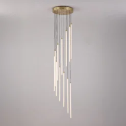 Lámpara colgante LED Flare, color latón, Ø 35 cm, CCT, 12 luces.