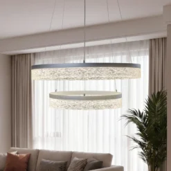 Lámpara colgante LED Gala, plateada, metal, Ø 60 cm, 4000 K