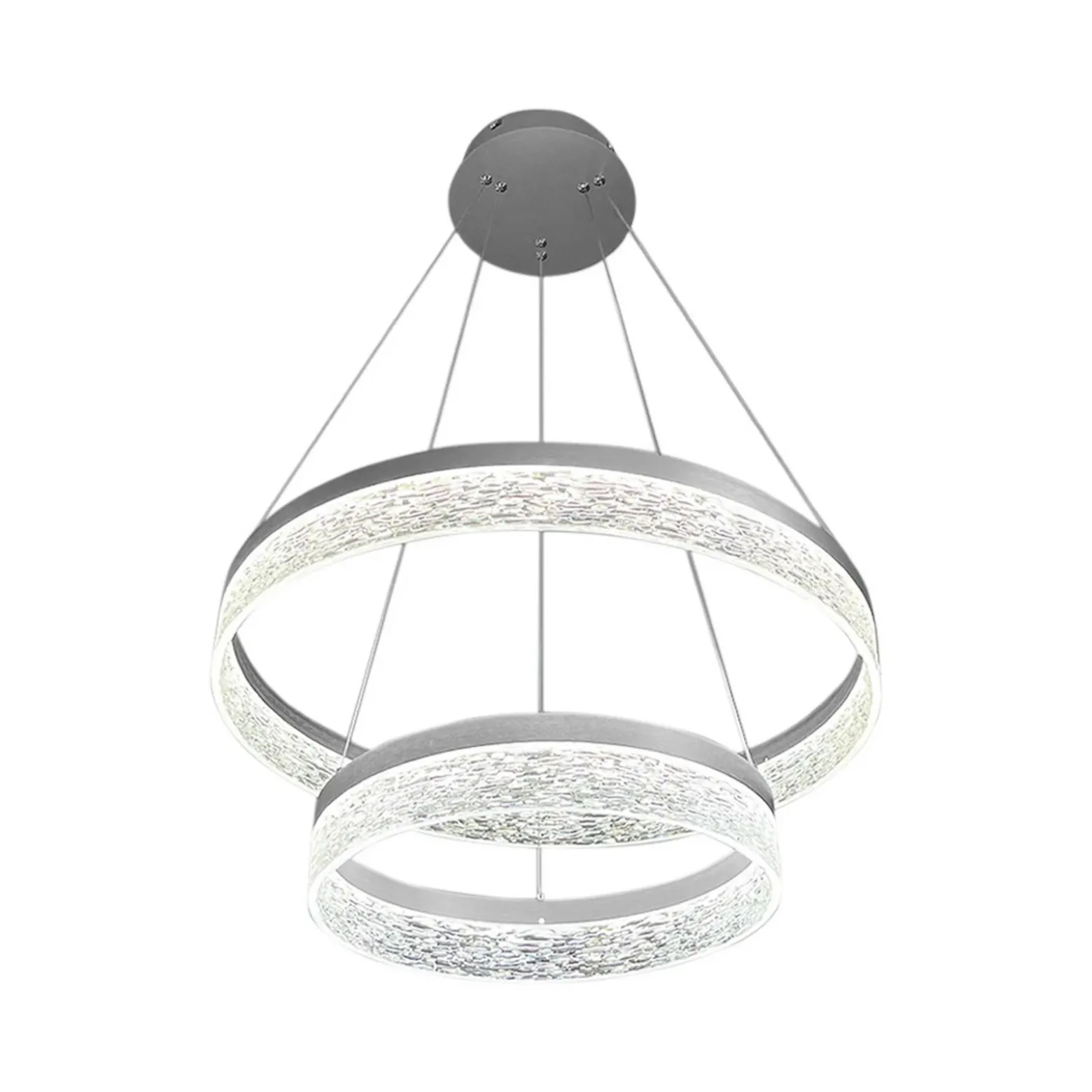 Lámpara colgante LED Gala, plateada, metal, Ø 60 cm, 4000 K